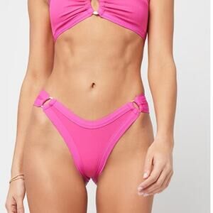 L*SPACE Anna Bikini Bottom Bitsy Cut Bougainvillea Stretch Hip Rings XS NEW